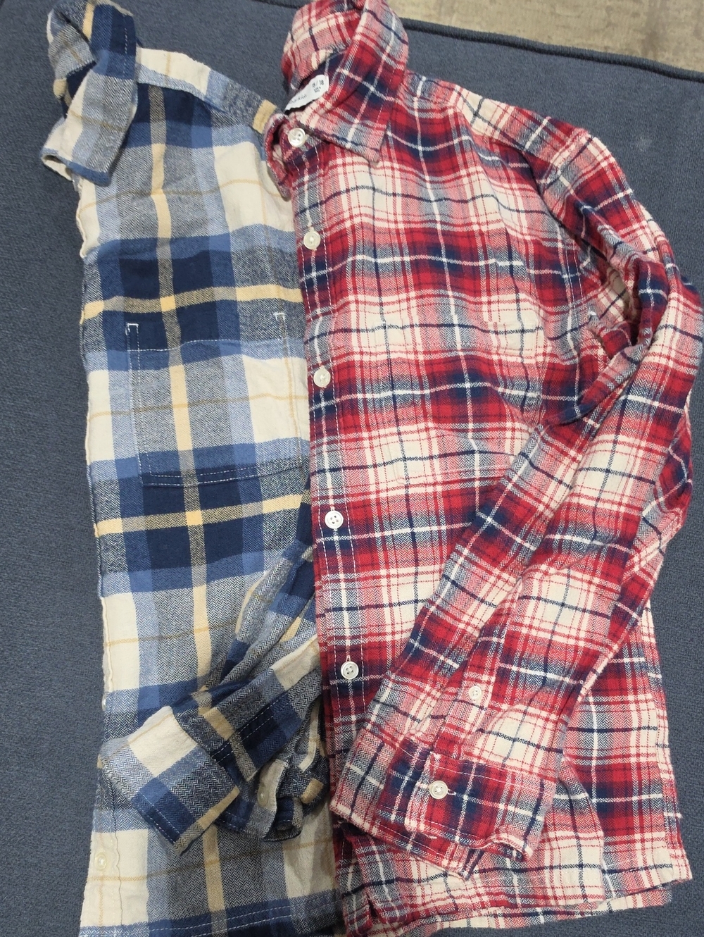 abercrombie kids Red and Blue Plaid Button-Down Shirt Pair
